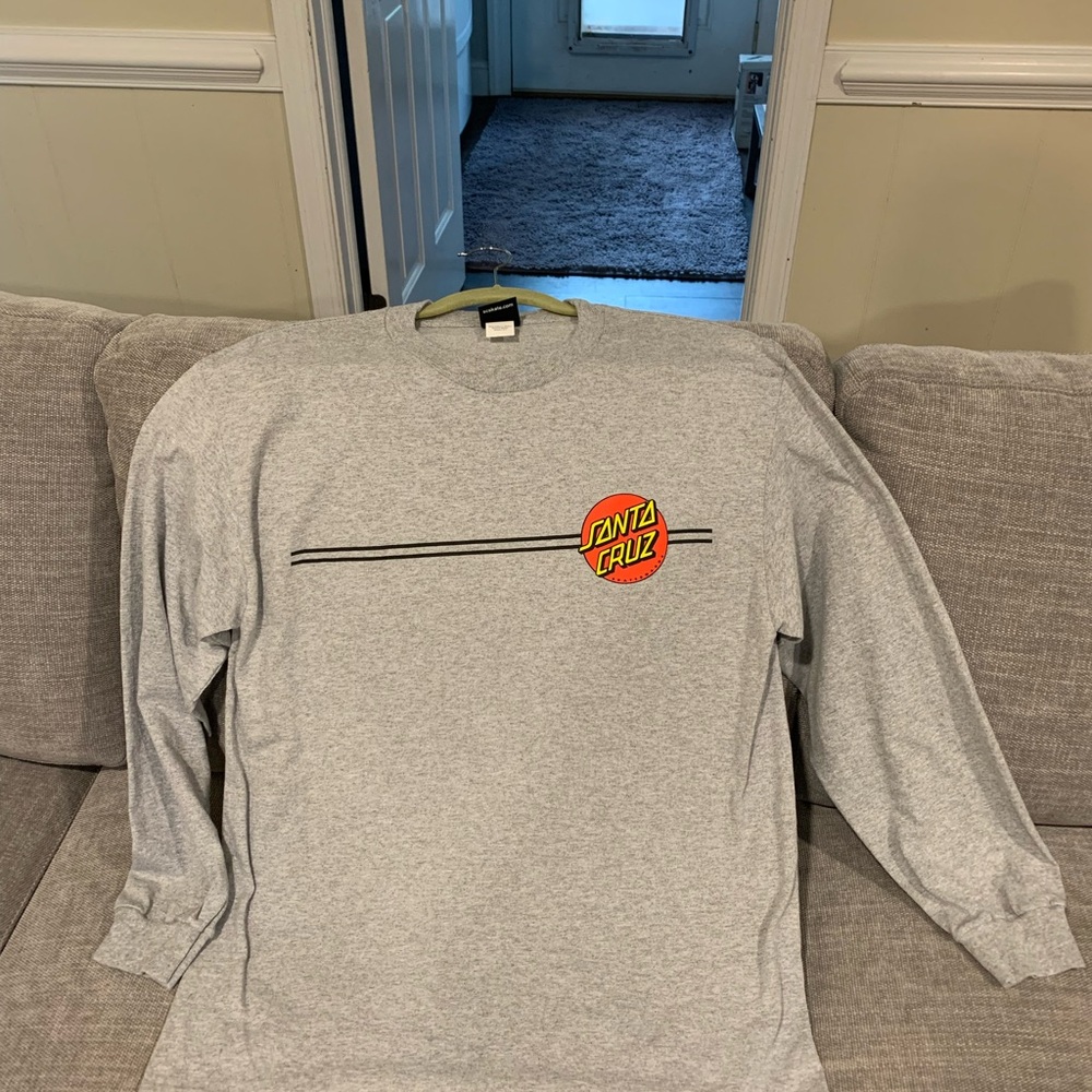 Santa Cruz Skateboards Gray Long Sleeve Tee with Red Accents